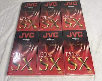 6 Neue Versiegelte JVC T-120 Sx Hochleistungs-Blanko-VHS-Kassetten 6 Stunden