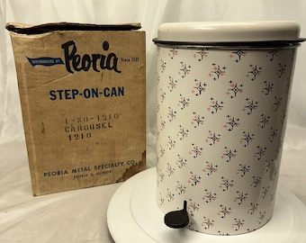 1960’s MCM Step-on-can Trash Can Peoria Metal Specialty Co / With Box Excellent