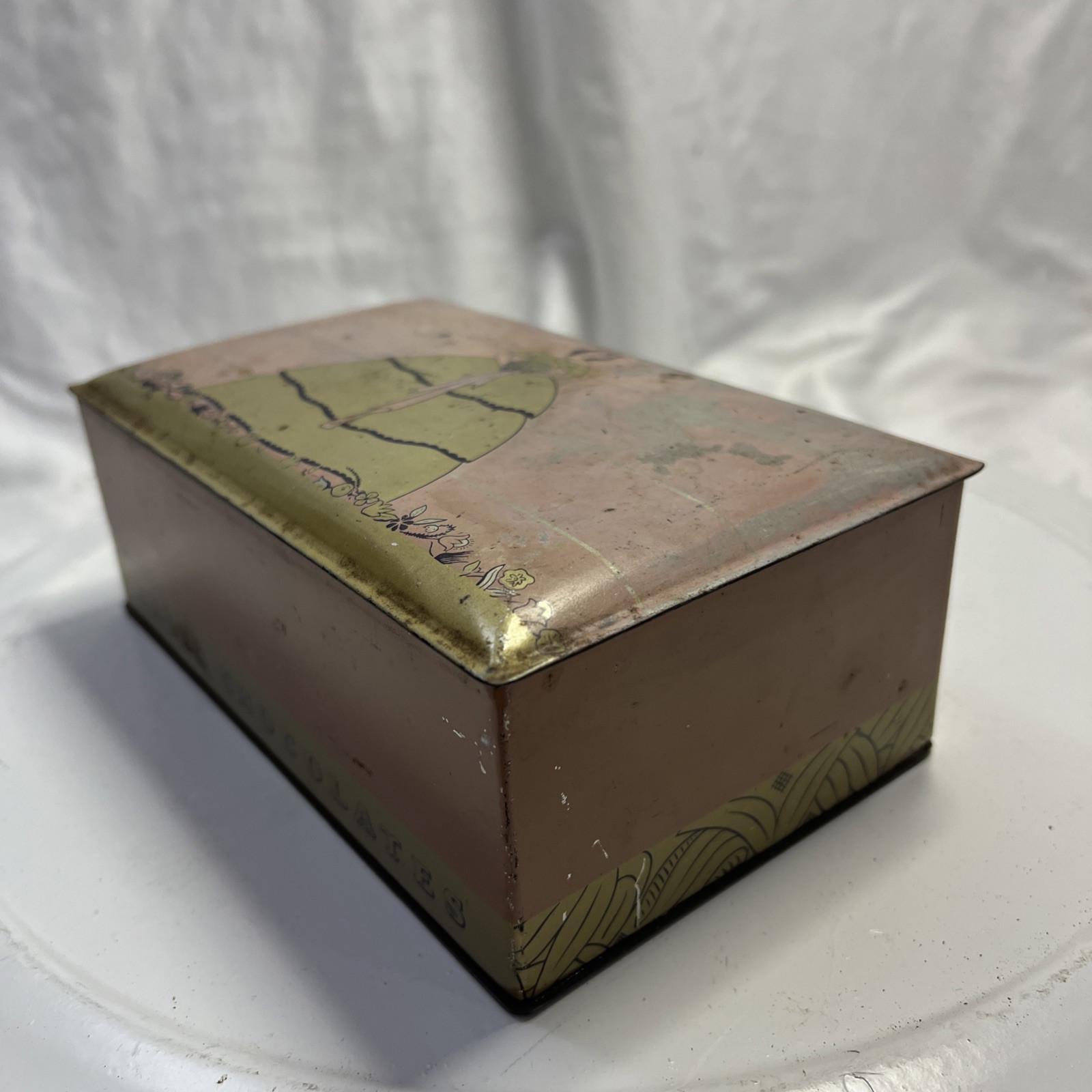 Gales Chocolates Tin Hinged Lid Candy Box Victorian Lady Shabby