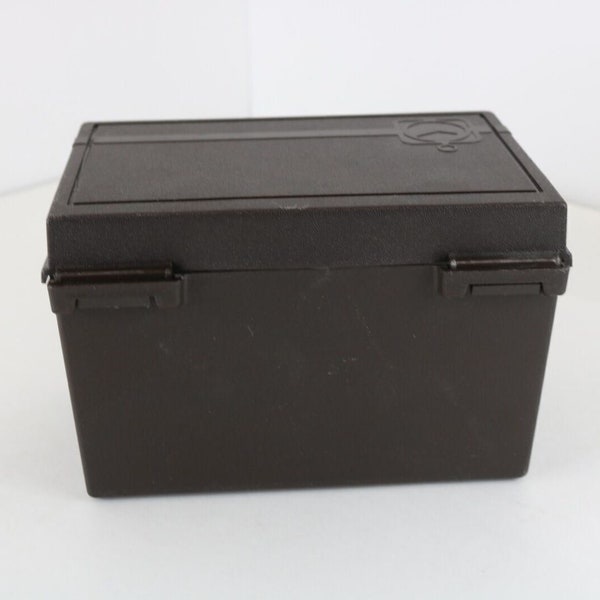 Vintage Rectangular Plastic Document Letter File Box Storage, Brownish Black