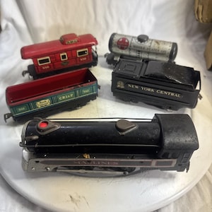Conjunto de trem elétrico vintage MARX Marlines Stream Line a vapor tipo O Gauge no estado em que se encontra
