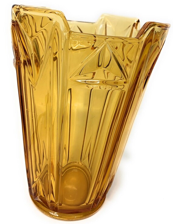 Vintage Amber Glass Vase Etsy