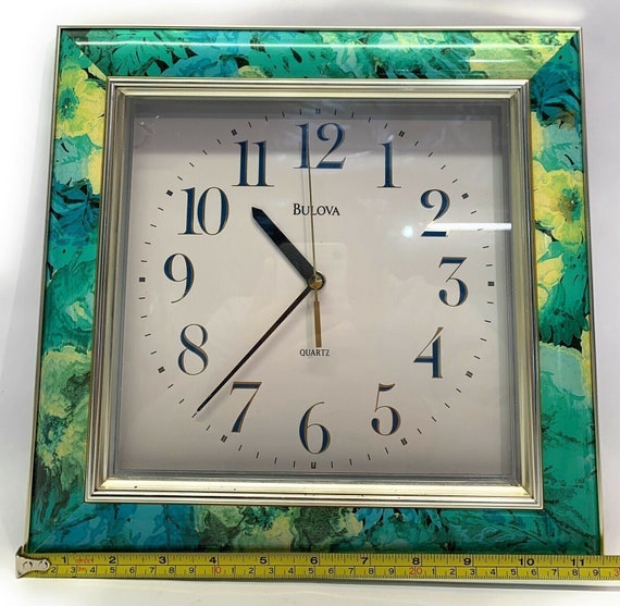 Bulova Square Flower Frame Wall Clock Quartz TEST… - image 4