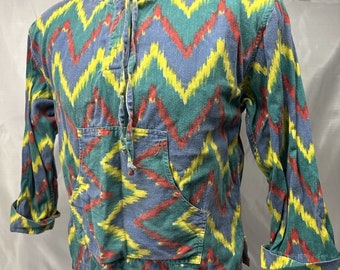 Vintage Color Bonjour Thin Fabric Hoodie Sweatshirt Jacket 90s Size Medium