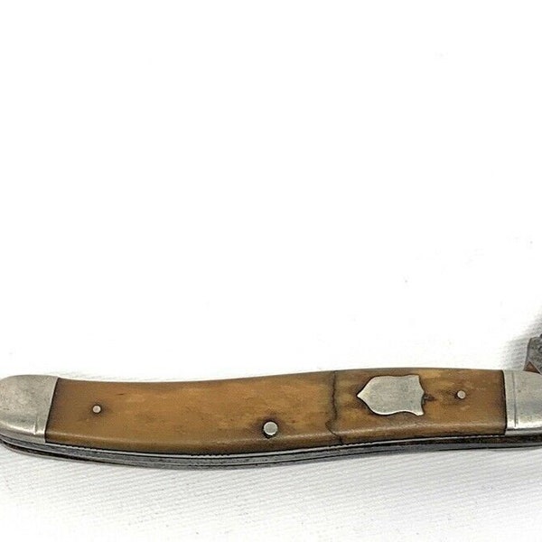 Vintage CAMILLUS Pocket Knife 3-Blades Yellow Handles