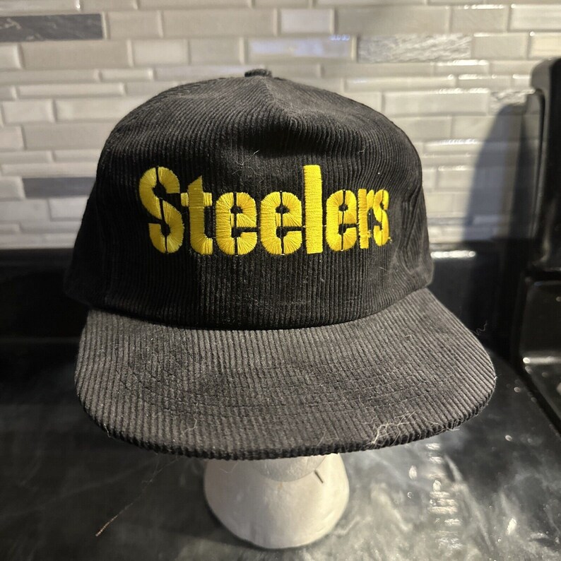 Vintage Pittsburgh Steelers SnapBack Hat Spell Out Corduroy image 1