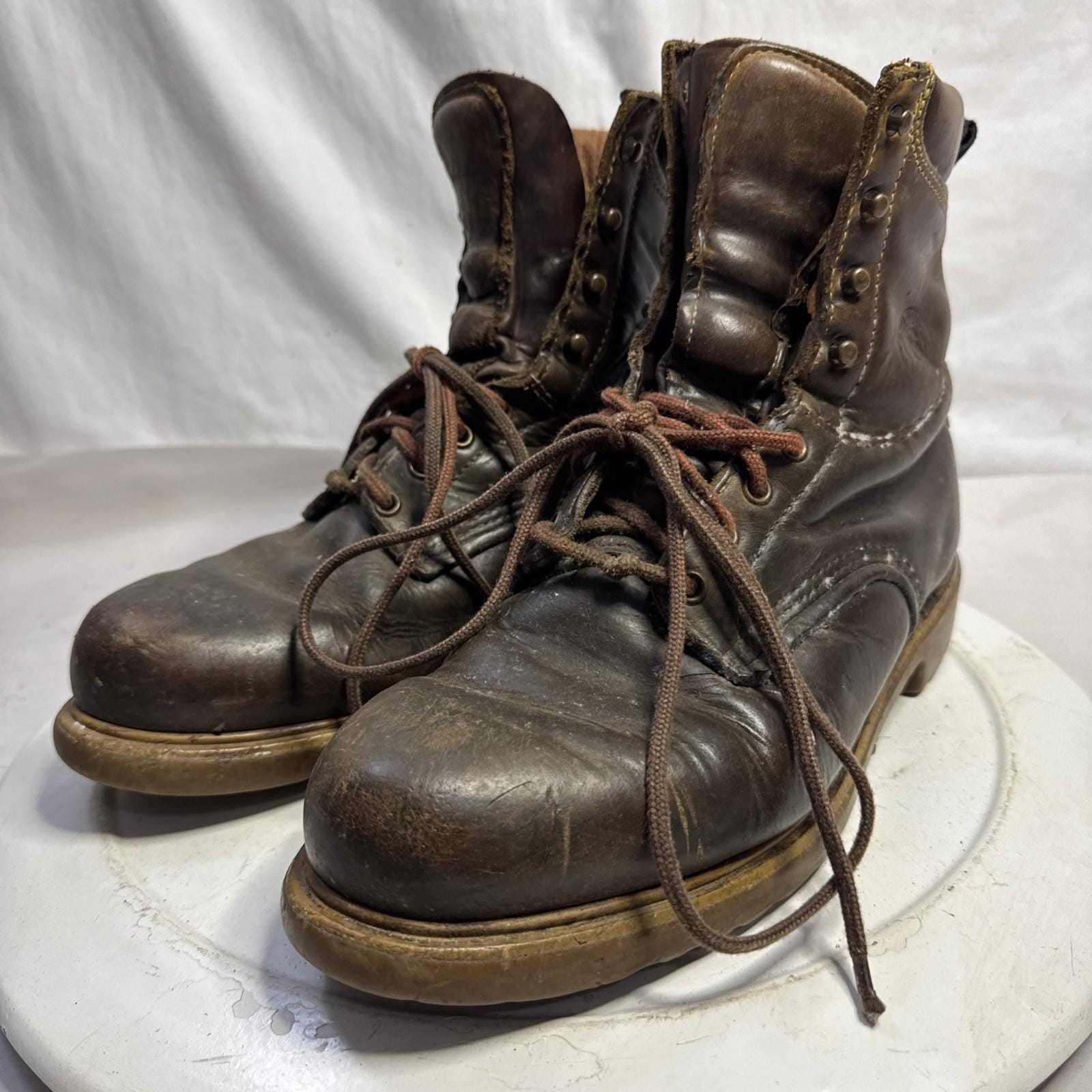 Red Wing AMERICAN Vtg BROWN LEATHER LACE UP WORK CHORE PACKER USA Boots 8.5 D Red Wing AMERICAN Vintage BROWN LEATHER LACE UP WORK CHORE  main image 2