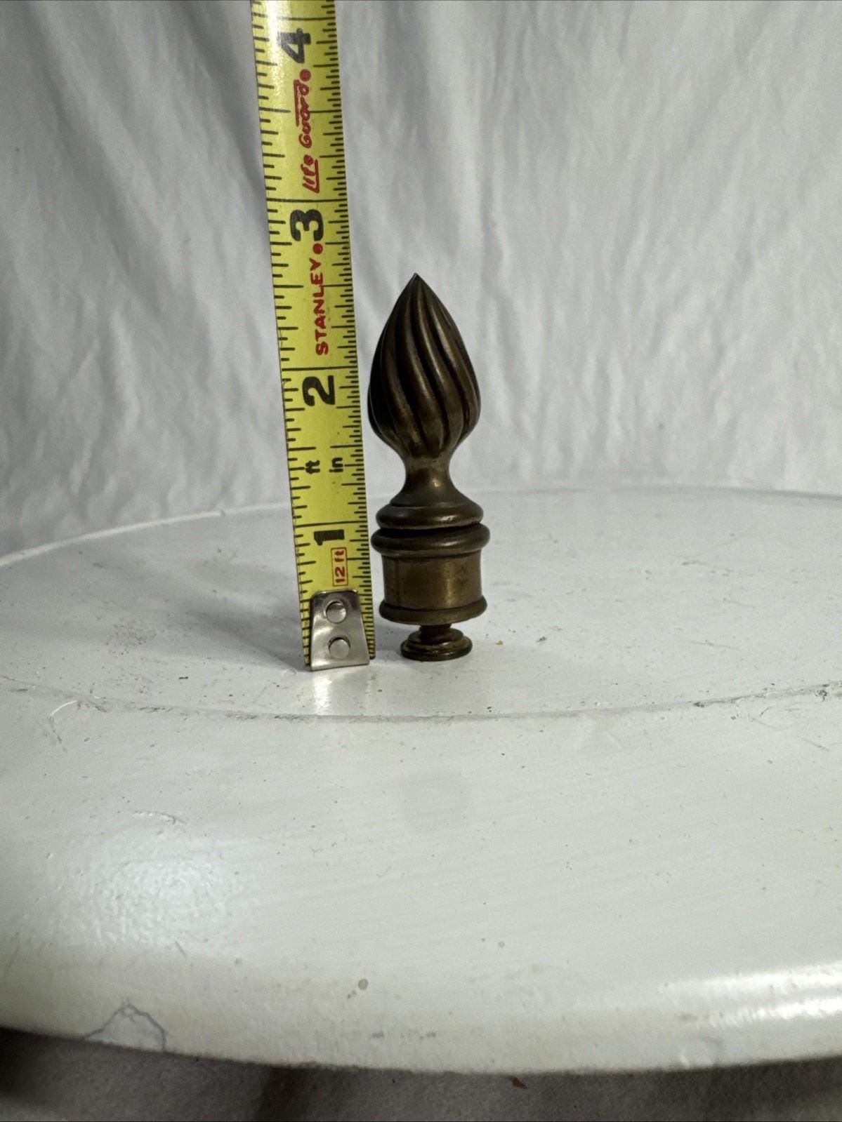 Vintage Brass patina Embossed Ribbed Shaped Finial 2&5/8 inches Tall