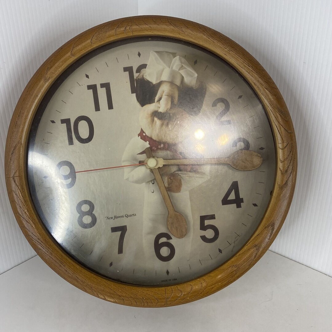 Vintage New Haven Quartz Wooden Wall Clock Etsy