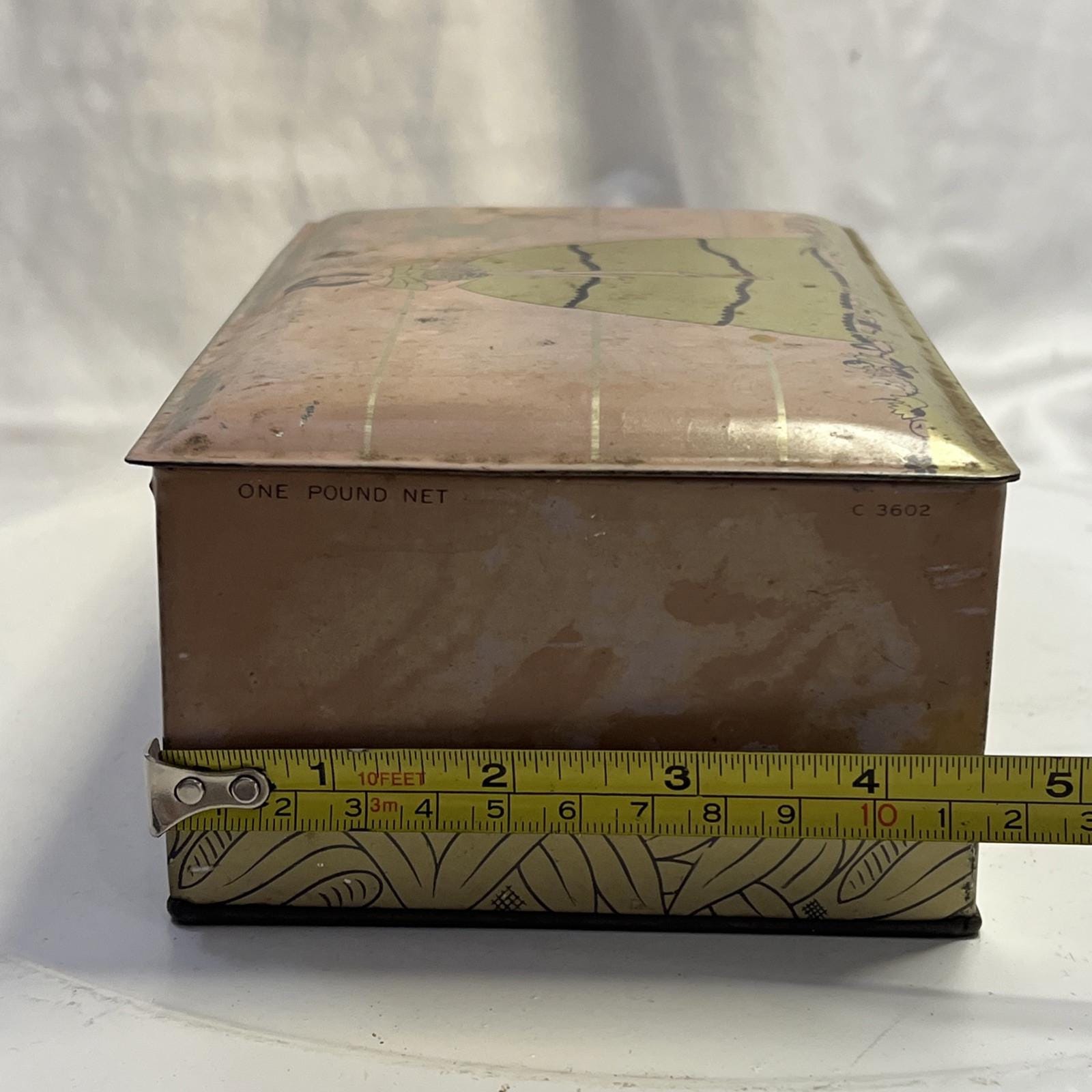 Gales Chocolates Tin Hinged Lid Candy Box Victorian Lady Shabby