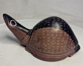 Figura de tortuga vintage tallada en esteatita de Kenia, decoración africana de animales.