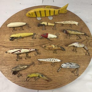 antique giant wooden fish lures pics The Old Bait Company Pike Leviathan Jointed Pikie In Box Antique WOODEN FISHING LURE 4
