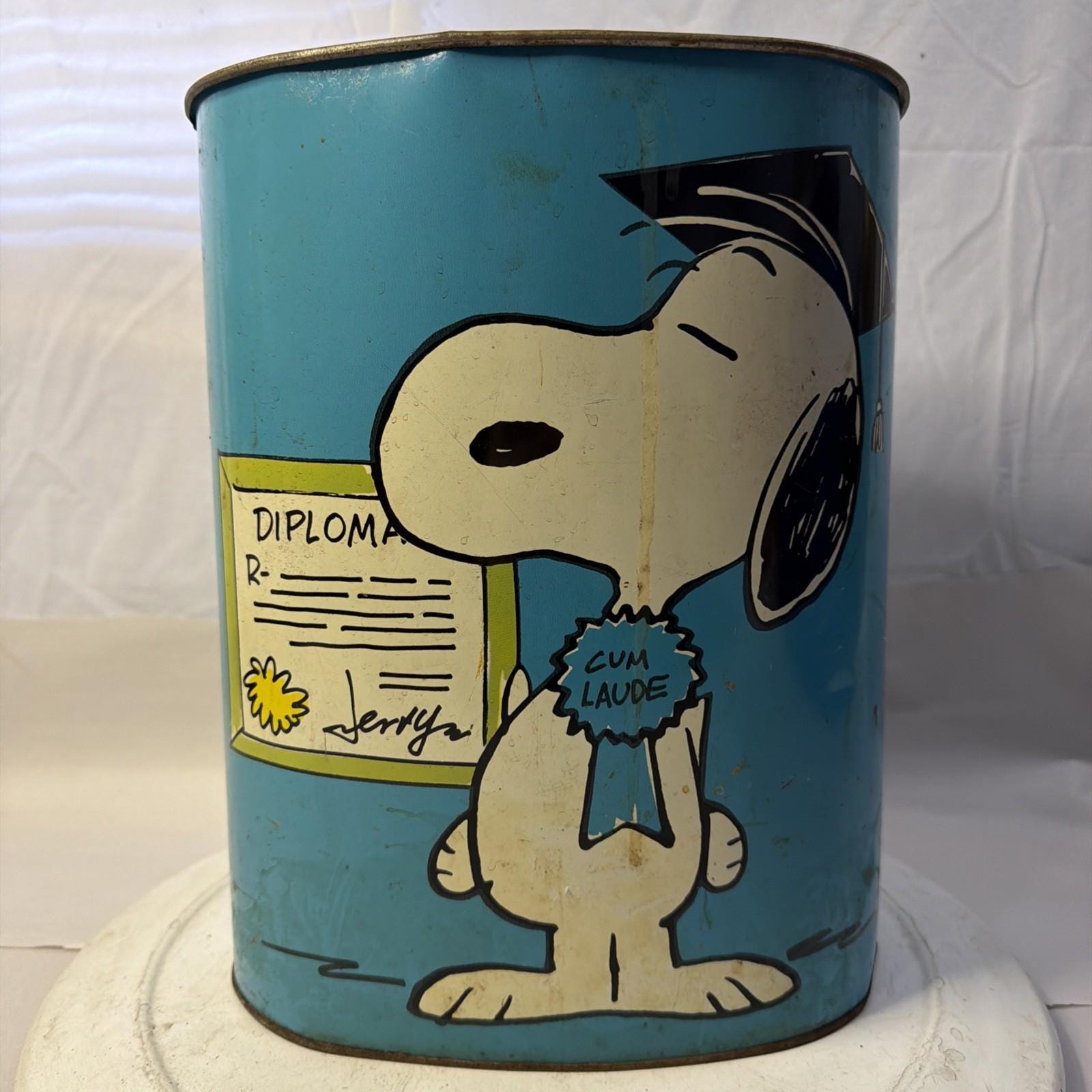 Vintage Peanuts Trash Can - Etsy