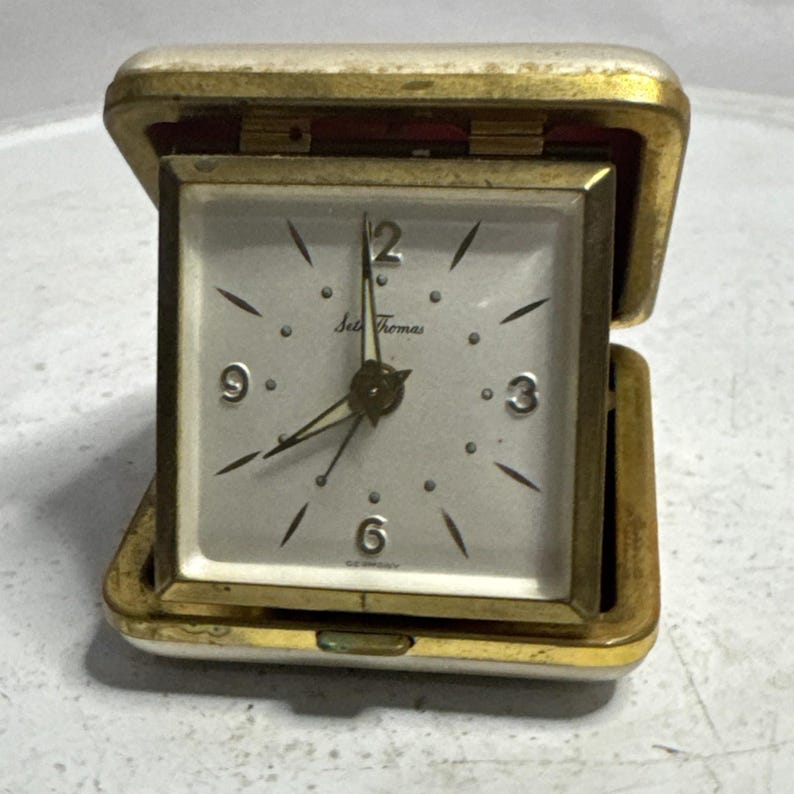Vintage Seth Thomas Folding Travel Wind up Alarm Clock Germany MCM ...
