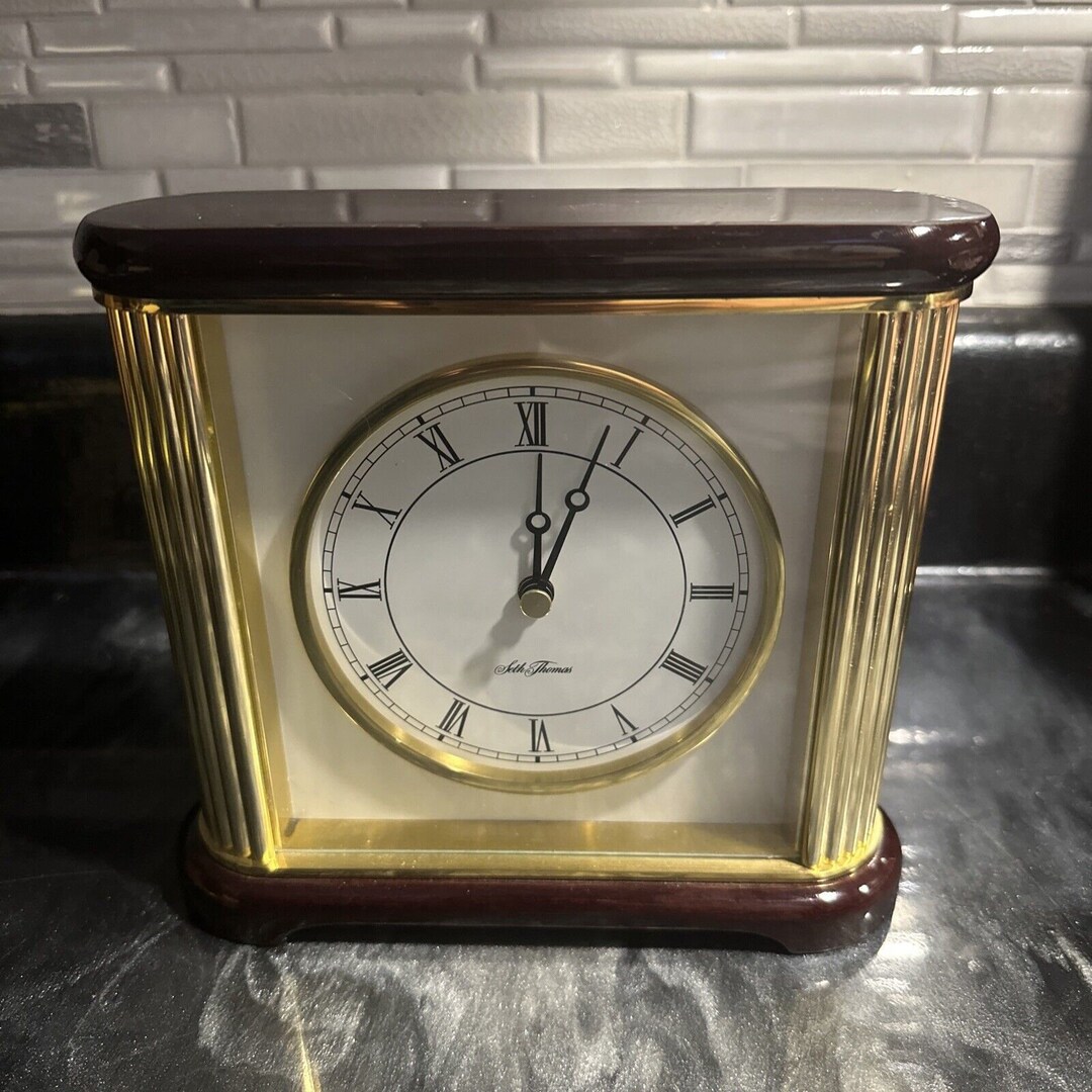 Seth Thomas Quartz Vintage Clock Japan Movement Gold 7x6.5 Etsy
