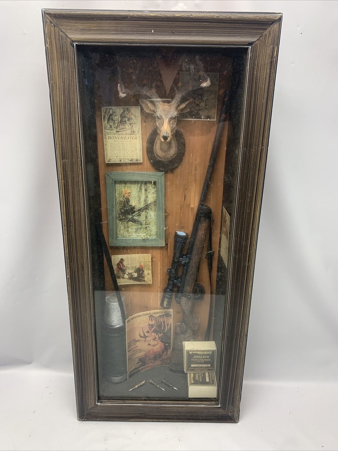Vintage Deer Hunting Shadow Box Display 27 Inch Tall Etsy