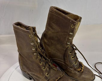Botas Laredo para mujer, 5 1/2, con cordones, estilo western, de cuero marrón