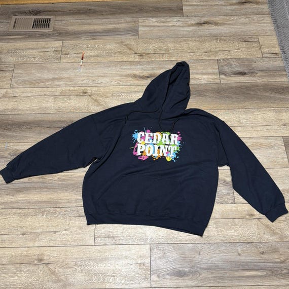 Vintage Cedar Point Hoodie Paint Drops Style