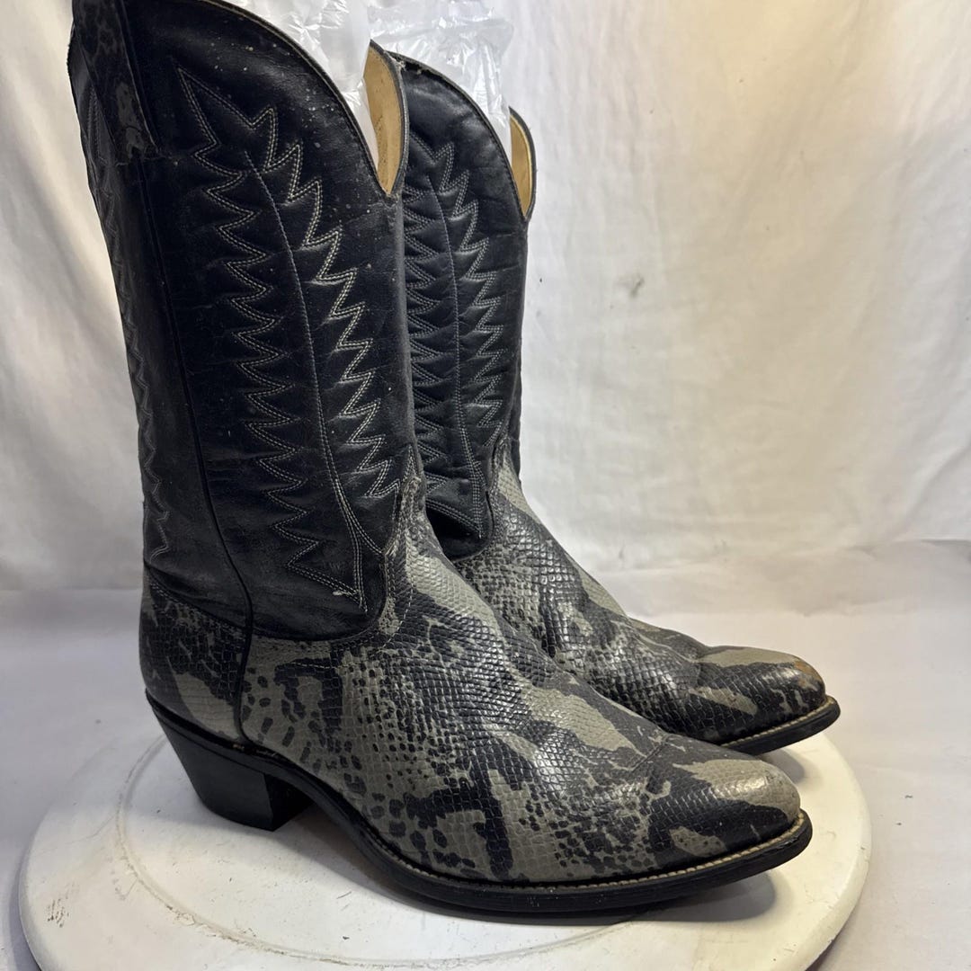 Vintage Laredo Cowboy Boots Python Skin Print Size 11 EE - Etsy