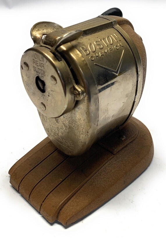 Vintage Boston Champion Desk Top Pencil Sharpener Pinch Feed Etsy