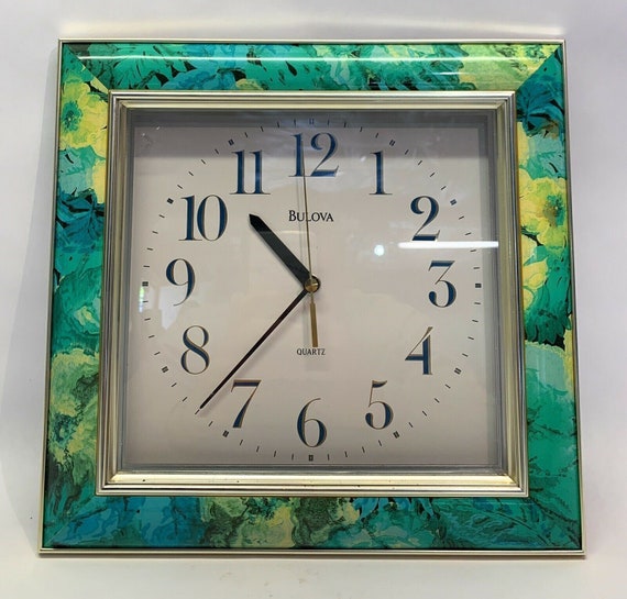 Bulova Square Flower Frame Wall Clock Quartz TEST… - image 2