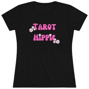 Tarot Hippie Pink Slim Fit T-Shirt |  Perfect for fans of tarot t-shirts and cute tarot shirts!