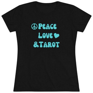 Peace, Love, and Tarot Slim Fit T-Shirt | Tarot T-Shirts Lovers | Cute Tarot Shirts