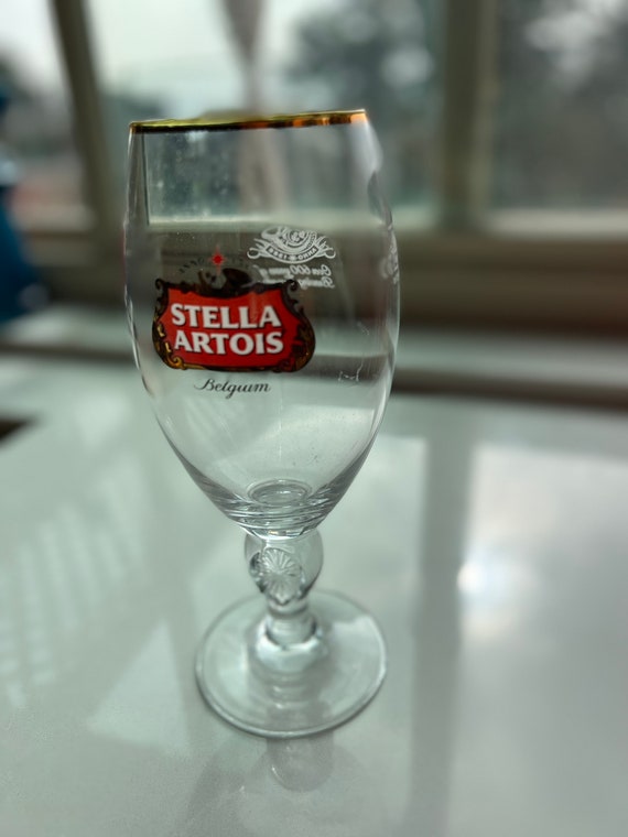 6 x Stella Artois Chalice Glass 33 Centilitres Gold Rimmed 