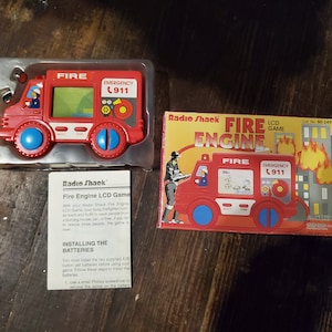 Retro Handheld Game &quot;Fire Engine&quot; from Radio Shack 1980s, includes box and more