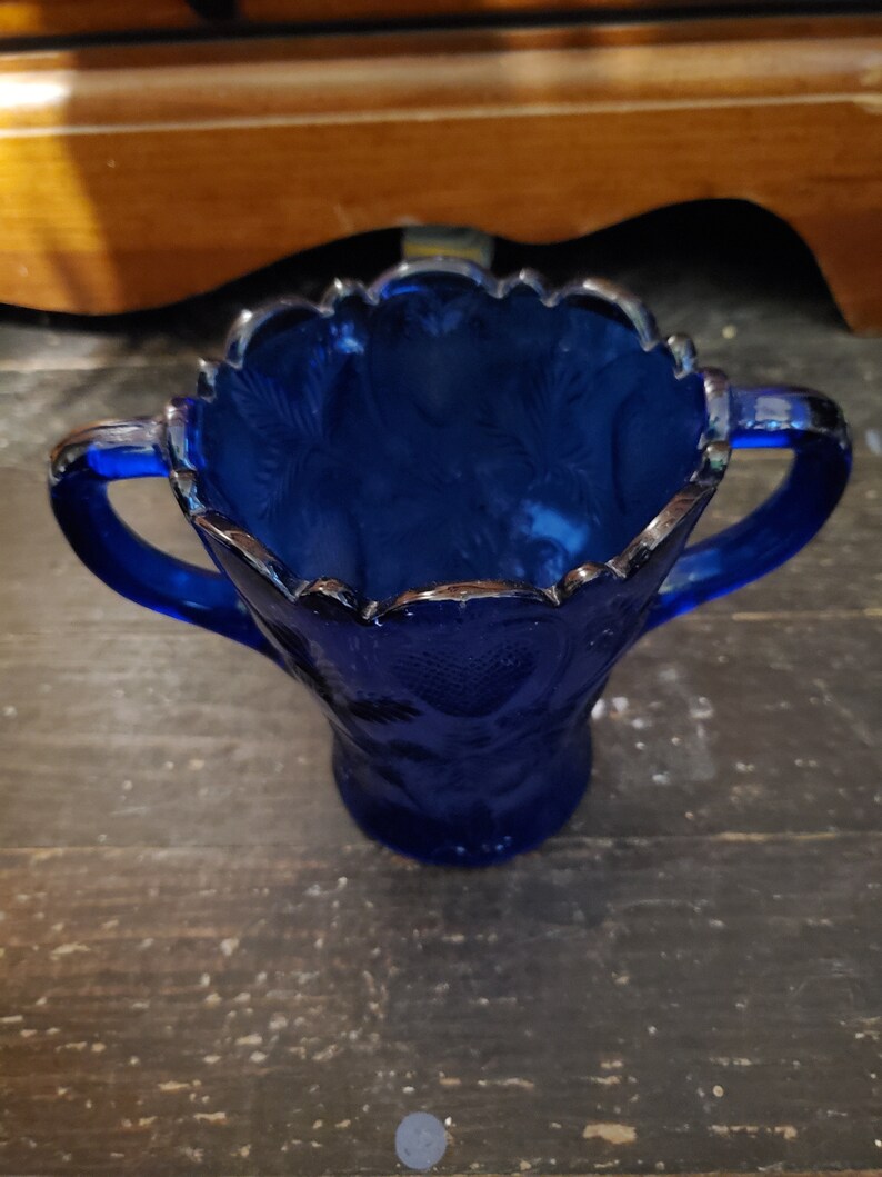 Beautiful Cobalt Blue Double Handle Vase Depression Glass Etsy