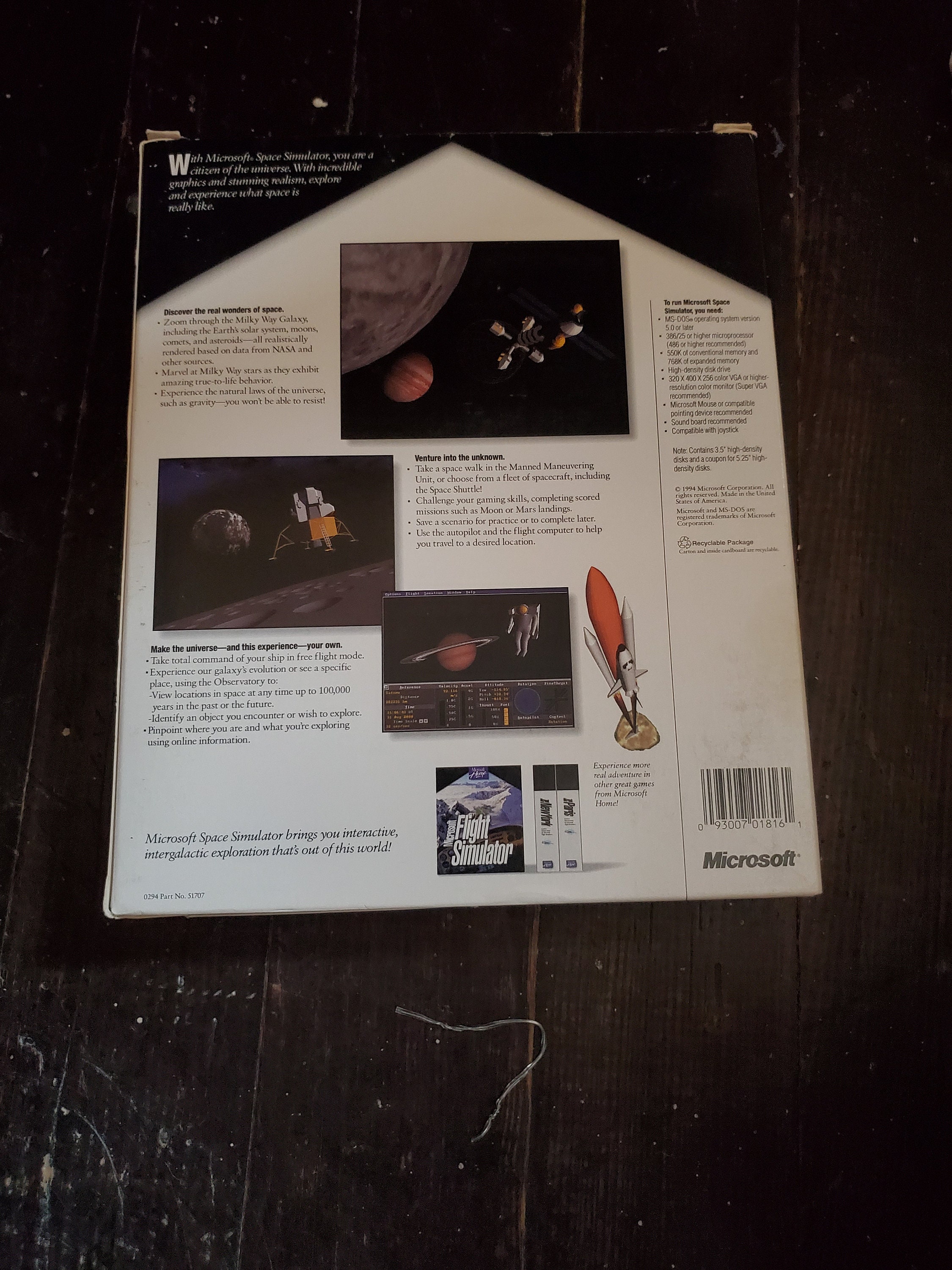 Vintage Microsoft Space Simulator Game in Retail Box Etsy