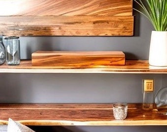 Floating Shelf - Red Cedar - Live Edge - Sturdy Hidden Brackets - 1.5” Thick - 8”-10” Depth - Various Widths and Finishes Available