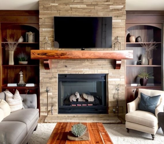Fireplace Mantle / Red Cedar / 6x6 Live Edge / Sturdy Hidden - Etsy Canada