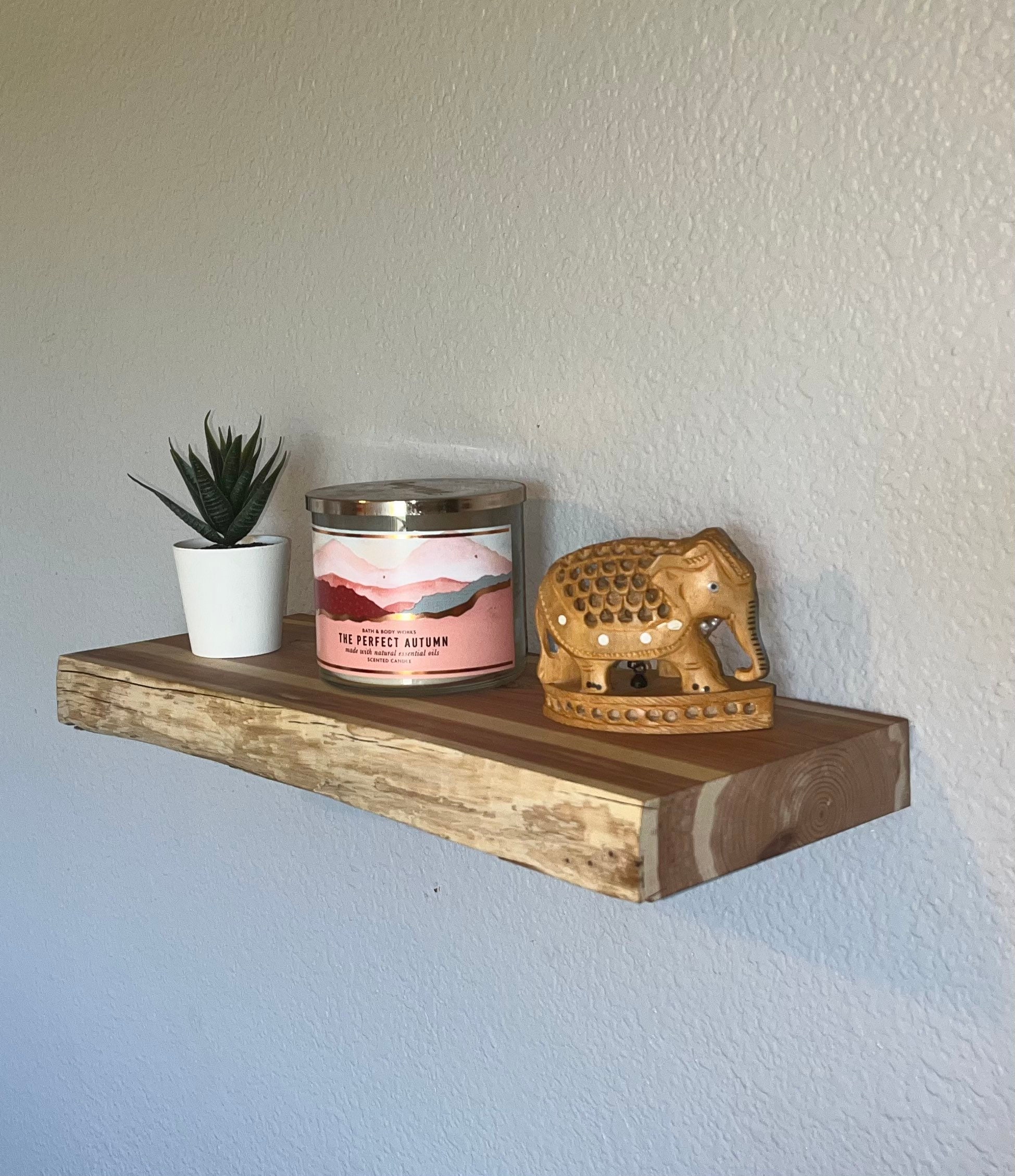 Floating Shelf Live Edge Cedar Etsy