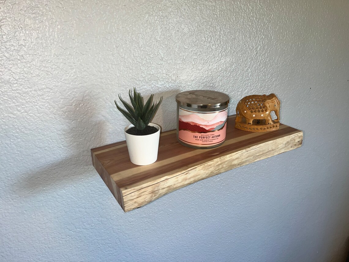 Floating Shelf Live Edge Cedar Etsy