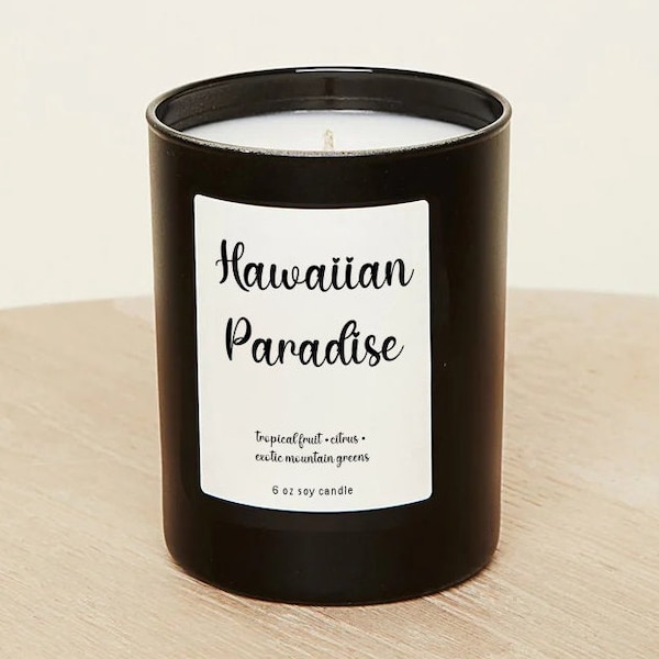 HAWAIIAN PARADISE Soy Candle | calming, meditation, yoga, minimalist, ECO friendly, tropical fruit, citrus, exotic mountain greens