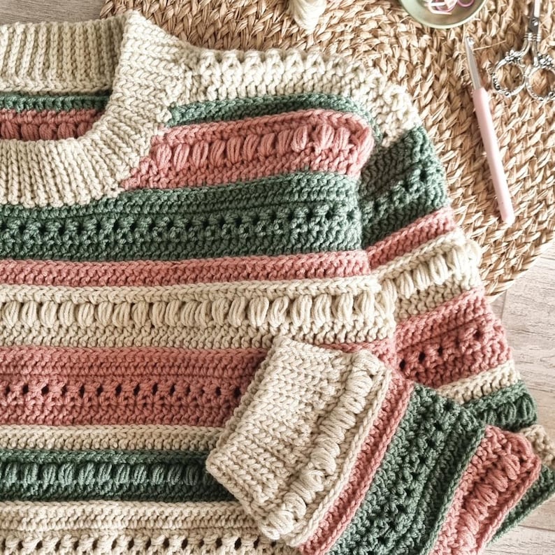 Oversize Pullover Häkelanleitung: Boho Texture Design (PDF mit Video Anleitungen) Nativo Pullover Bild 6