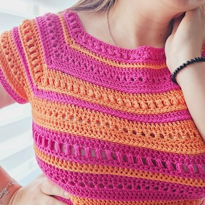 Nativo Top Crochet Pattern | PDF with video - Step by Step and tutorials | Women&#39;s crop top crochet summer | PDF in English + Español