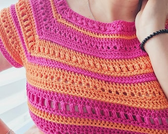 Crochet blouse boho Pattern: Nativo top with Video Tutorials (PDF)