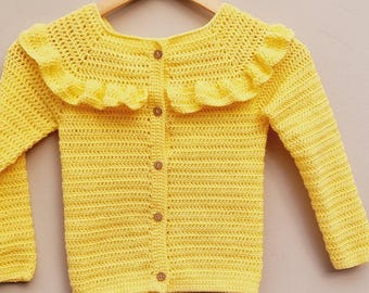 Crochet kids and Baby Cardigan Pattern: Sofia Sweater, 11 Sizes (PDF + video)