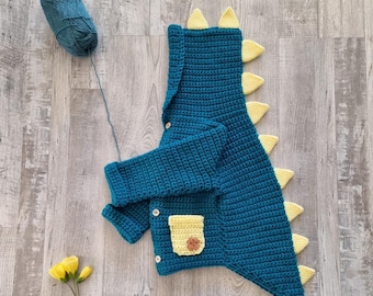 Häkelanleitung für eine Dinosaurier-Jacke: Kindergrößen 2-6 (PDF-Anleitung)
