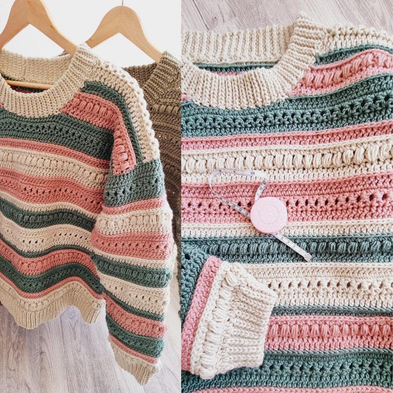 Oversize Pullover Häkelanleitung: Boho Texture Design (PDF mit Video Anleitungen) Nativo Pullover Bild 10