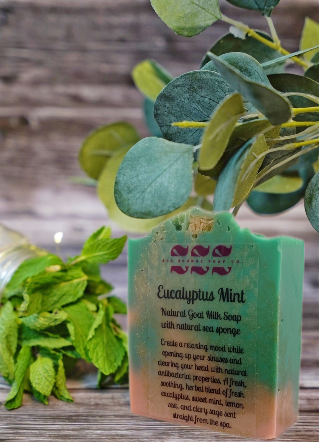 Eucalyptus Mint Soap Sponge- All Natural Essential Oil Goat Milk Soap ...