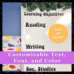 Classroom Whiteboard Decals | Class Organization and Supply Labels | Toys Bin Label | Playroom Organization Decal Labels - Sold by Height