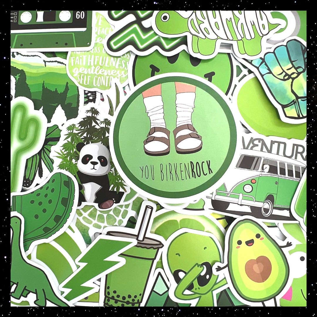 Green Monochrome Waterproof Sticker Set Fun for Kids, Gifts for Kids ...