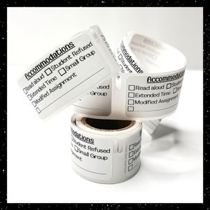 Custom SPED Testing Modifications & Accommodation Sticker Label