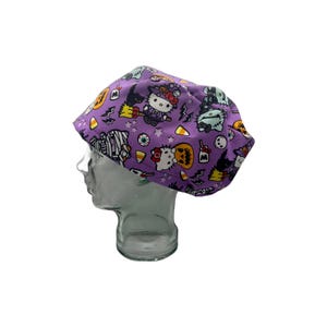 Cartoon Spooky Kitty / Halloween / Surgical / Adjustable / Euro / Small / Large / Scrub Cap
