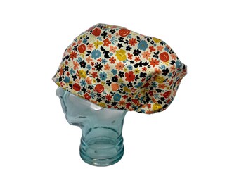 Fall Pumpkins & Bats Scrub Cap: Halloween Cotton Surgical Cap