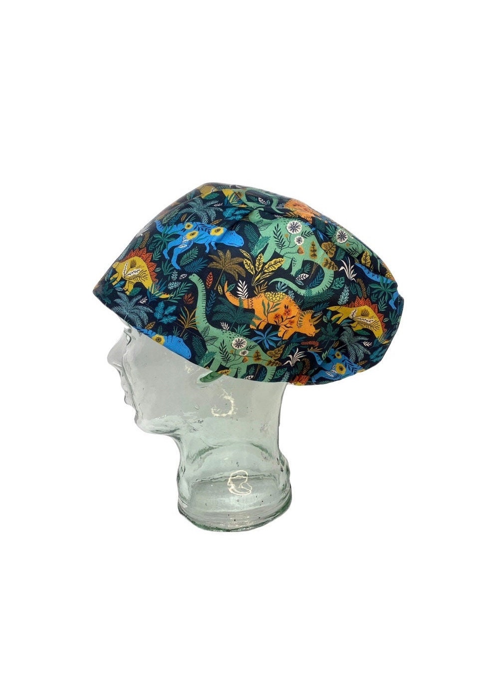 ROAR in blue / Dinosaur / Euro Style / Anesthesia / Surgical / Small / Large / Scrub Cap