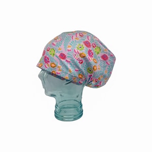 Pink & Floral Scrub Cap / Colorful Surgical Cap / Adjustable Scrub Cap / Women’s Scrub Cap / Scrub Cap / Nurse Scrub Cap